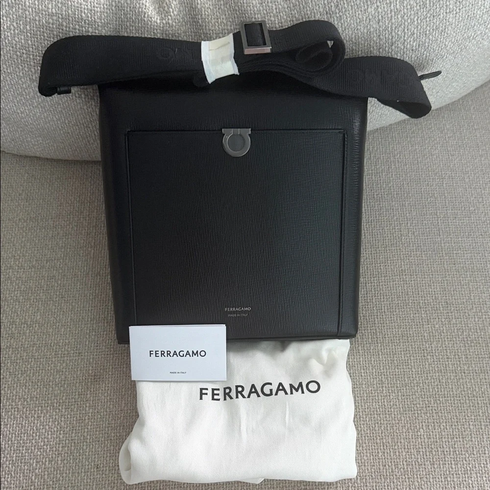 BNNW Salvatore Ferragamo Gancini Black Messenger Bag